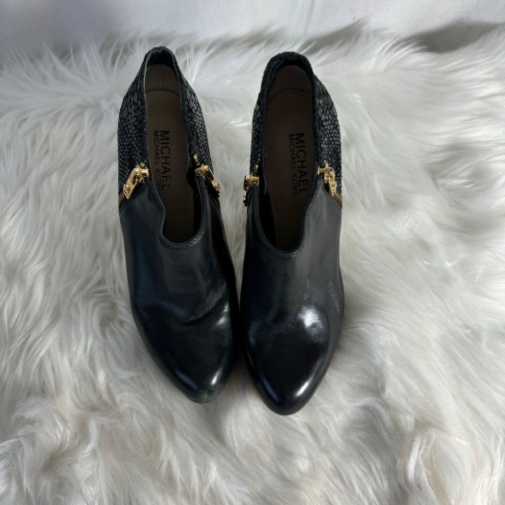 MK Michael Kors Black Leather/Python Stiletto Boo… - image 3